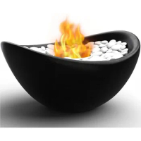 Vizayo Tabletop Fire Pit Bowl 11 X 5.3 Inch Indoor Outdoor Table Top Firepit Use Gel Fuel Cans Bioethanol or Isopropyl Alcohol