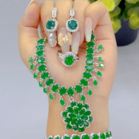 Green charms zirconia jewelry set for female