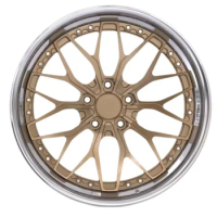 Custom Two Piece 18 19 20 21 22inch 5x120 5x114.3 5x120 Polishing Forged Aluminum Alloy Passenger Gold Color Car Wheels Rims