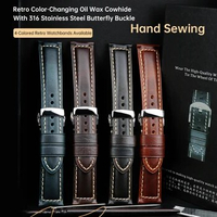 Vintage Oil Wax Leather Watch Strap Watch Accessories 20mm 22mm 24mm 26mm Watchband For IWC Breitling Men Watch Band Bracelet