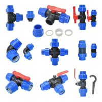 20/25/32/40/50/63mm Plastic PE Tube Tap Water Splitter Quick Valve Connector Garden Farm Irrigation Water Pipe Fittings
