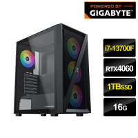 【技嘉平台】i7十六核GeForce RTX4060{犀牛戰將i71383}遊戲機(i7-13700F/B760/16G/1TB SSD)