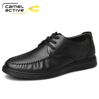 Camel Active New Genuine Leather Shoes Men Loafers Split Leather Men Casual Shoes New Male Footwear Black Lace-up Shoes