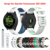18 20 22mm silicone sport watch band for Garmin Forerunner 245 255 265 158 55 Venu 2 SQ SQ2 vivoactive 3 4 official buckle strap