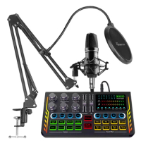 Special Studio DJ Mixer Audio Interface Mixer With Microphone and Headphone for Live Streaming