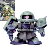 Bandai Genuine Gundam Model Kit SD BB MS-06F Zaku II Green Collection Gunpla Anime Action Figure Toys Gift 8CM For Children