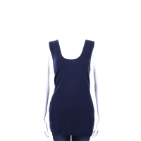 ALLUDE 深藍色美麗諾羊毛織紋無袖上衣(30%CASHMERE)