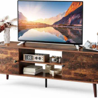 DUMOS TV Stand for 55 60 inch TV, Entertainment Center with Storage Cabinet, Mid Century Modern Media Console Table, Adjustable