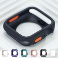 Soft Cover for Apple Watch 9 8 7 45/41mm TPU Case Skeleton Protector for IWatch Series 5 6 Se 4 44mm 40mm Change To Ultra2 49mm