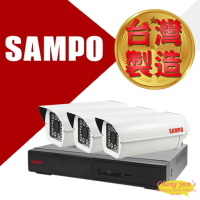 【SAMPO 聲寶】監視器組合 4路3鏡 DR-TWEX3-4錄影主機 VK-TW2C98H 2百萬畫素紅外線攝影機 昌運監視器
