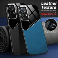 Car Magnetic Holder Leather Cover For Xiaomi 12T Pro Case Xiomi Xaomi Xiami Mi 12T Mi12T Pro TPU Soft Frame Protect Fundas