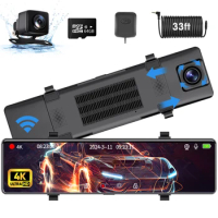 12" IPS hud,4K Dash Cam Front and Rear(1080P FHD) with GPS &amp; WiFi, Dual Dashcam for Car with Super Night Vision,APP Control