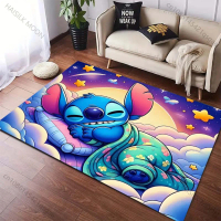 -DD Multi-Size Cute S-Stitch Print Cartoon Carpets for Living Rooms Bedrooms Bedside Floor Mat Area 