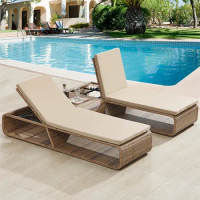 Outdoor lying bed pool lounge chair Beach lounge chair Villa balcony outdoor rattan folding chair