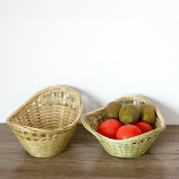 創意農家水果籃饅頭筐零食糕點收納籃家用竹編籃小竹筐不規則手工