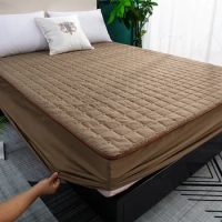 Foldable Waterproof Bedspread Mattress Topper Protector Durable Fitted Sheet Pad Bed Cover Cotton Mat for Single Double Bed