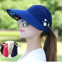 Gorros de sol con visera para mujer, gorro de pescador con protección UV, color negro, informal, col