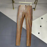 Suit Trousers Style Pants Men Solid Pants Stylish Men's Pants Rainbow Sequin Disco Trousers for Nightclub Dj Stage Wide