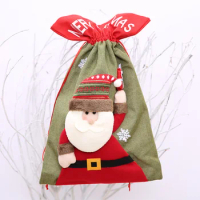 Cloth Christmas Gift Packaging Bag Festival Candy Drawstring Bag Christmas Ornaments Xmas Gift Holders New Year Party Supplies