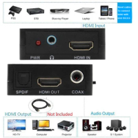 1080P HDMI Audio Extractor,HDMI To HDMI Audio Optical Coxial Outputs Video Audio Splitter Converter for Ruku,Chromecast, Blu-ray
