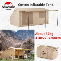 Naturehike Air 12Y NEW Upgrade 2-4 Persons Cotton Inflatable Camping Tent Travel Portable Large Space Luxury Tent Easy To Build