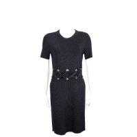 Michael Kors 金色金屬環設計黑色挺版針織修身洋裝