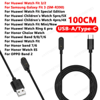 Smart Watch Chargier Cable 1M USB-A/Type-C Smartwatch Charger For Huawei Watch Fit 3 / 2 For Samsung Galaxy Fit 3 SM-R390
