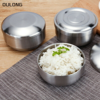 304韓式不銹鋼雙層帶蓋米飯碗湯碗蒸飯碗防燙兒童小碗韓國料理
