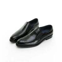 【GEORGE 喬治皮鞋】Amber系列 真皮漸層刷色沖孔懶人紳士鞋 -黑 235002BR10