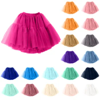 Women Short Tutu Skirt Elastic Waist Tulle Fluffy Ballet Dance Skirts Party Ball Gown Layered Puffy Petticoat Gauze Skirt