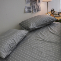 絲薇諾 MIT精梳純棉 換日線-灰 單人加大3.5尺 二件式-床包枕套組