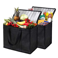 500Pcs/Lot Extra Large Heavy Duty Custom Logo Reusable Tote Food Delivery Bag, Grocery Thermal Shopping Bag Insulated Cooler Bag