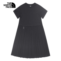 【The North Face】北面UE女款黑色舒適透氣可調節衣袖休閒長裙｜885EJK3