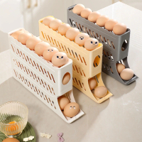 4 Tiers Egg Holder for Fridge Auto Rolling Fridge Egg Organizer for Refrigerator Kichen Cabinet