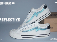 Sepatu Sneaker Hanvadz Rhinoceros Reflective Off White Black Sepatu Pria Sepatu Nyala Casual Canvas