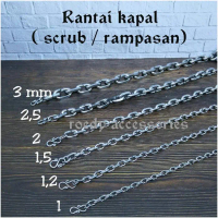 KALUNG RANTAI KAPAL/NURI RAMPASAN(SCRUB)/SEPUR BAJA PUTIH MONEL ANTI KARAT 75 CM