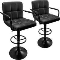 Black bar stool, revolving bar stool with backrest, counter stool, adjustable bar chair armrest