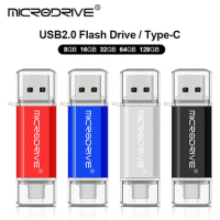 Pendrive Type C OTG USB Flash Drive 128GB 64GB 32GB 16GB 8GB 4GB USB Memory Stick 2.0 Pendrive High Speed for Type-C Device