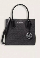 Michael Kors Michael Kors Mercer Medium Logo and Leather Accordion Crossbody Bag Black