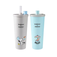 【CorelleBrands 康寧餐具】Snoopy鋅light輕瓷保溫保冰跳跳吸管杯850ml(兩款任選-海灘假期/陽光早午餐)