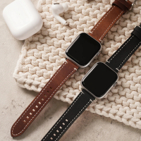 W.wear Apple Watch Series 8/7/6/5/4/SE/Ultra-瘋馬皮蘋果錶帶(蘋果錶帶/焦糖棕/深咖啡/經典黑)