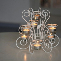 1歐式燭臺擺件桌面浪漫燭光晚餐道具鐵藝玻璃蠟燭臺結婚拍照裝飾
