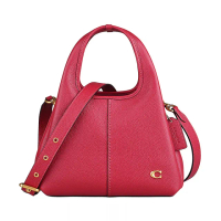 【COACH】COACH Lana 23復古C字LOGO縫線設計牛皮手提斜背菜籃包(琺瑯紅)