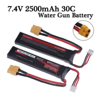 (XT60 plug) 2S Water Gun Battery 7.4V 2500mAh Lipo Battery For Mini Airsoft BB Air Pistol Electric Toys RC Parts 502096 5pcs