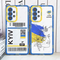 Case For Samsung Galaxy A14 A13 A33 A52 A53 A54 5G A73 S20 FE S21 Plus S22 S23 S24 Ultra Ukraine Flag Girl Pattern Cover