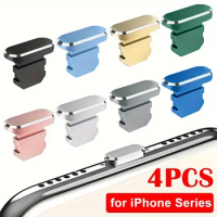4PCS Aluminum Alloy Anti Dust Plugs for iPhone 14 13 12 Pro Max 11 Mini XR 8 Plus iPad AirPods Apple Series Lightning Port Cover