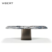 Wbert Italian Marble Dining Table Rectangular Dining Table Bright Stone Dining Table