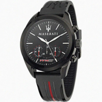 【MASERATI 瑪莎拉蒂】MASERATI手錶型號R8871612004(黑色錶面黑錶殼深黑色矽膠錶帶款)