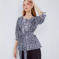Nigaya Batik NIGAYA - Diana Top Long - Blouse Baju Atasan - Blus Batik Premium Wanita Kerja Modern Kekinian Lengan Panjang