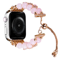 1pc Pearl Retractable Chain Alloys Leisure Apple Watch Band 44/45/49mm 40/41mm For Apple Watch Series Ultra Se 8/7/6/5/4/3/2/1